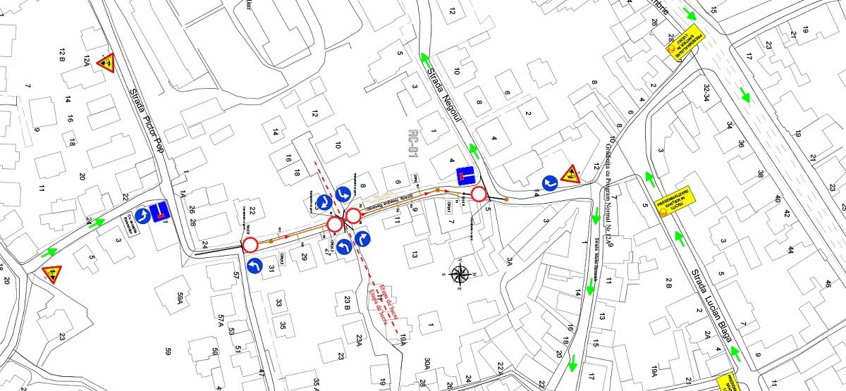 Înlocuire rețea publică de canalizare - Str. Neagoe Basarab. Trafic auto blocat.